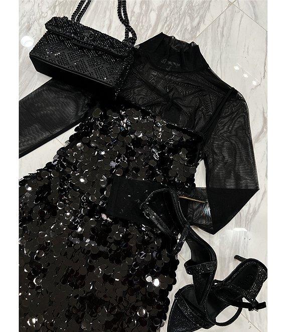 Gianni Bini Misha Mesh Long Sleeve Turtleneck Knit Top Product Image