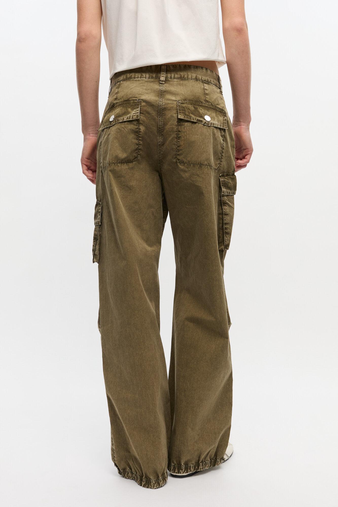 Green Washed Cotton Twill Pants Product Image