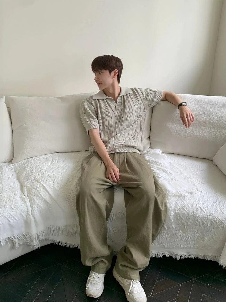 RT No. 19023 FOLDED PLEATED STRAIGHT PANTS Product Image