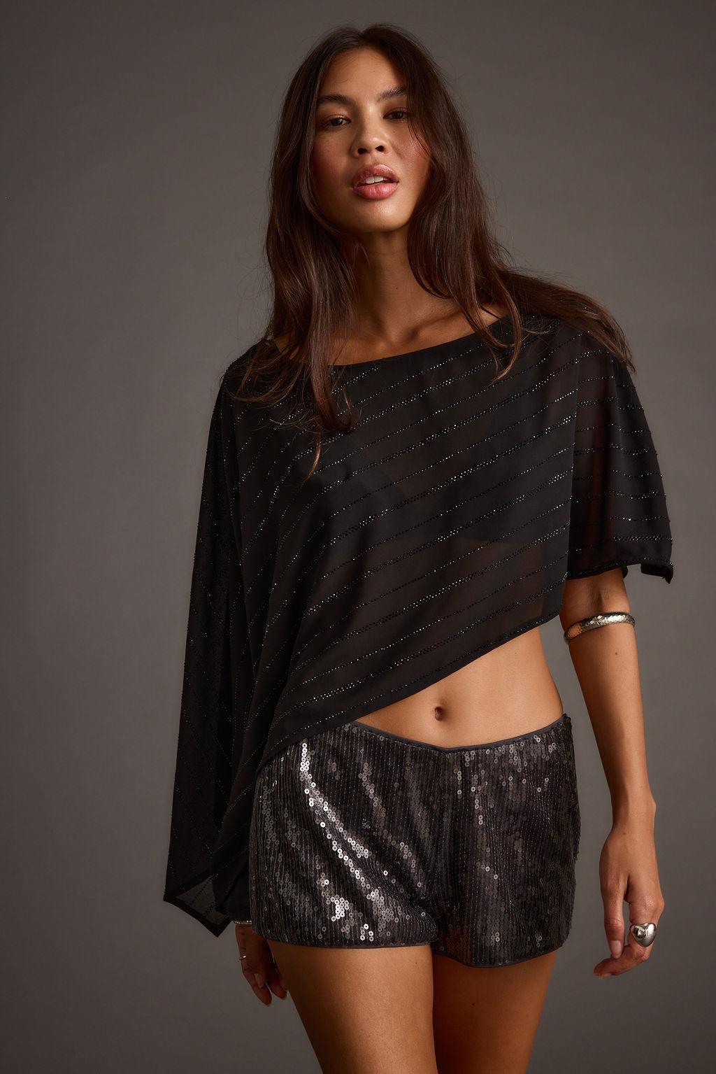 Oasis Black Rhinestone Shawl Product Image