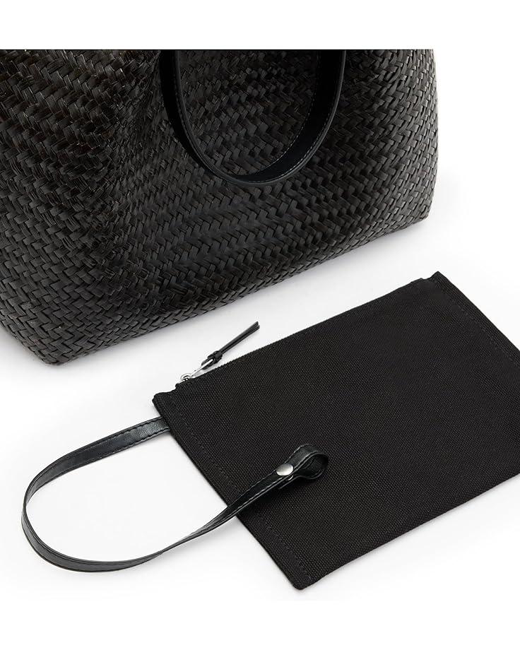 Mini Black And White Straw Tote Product Image