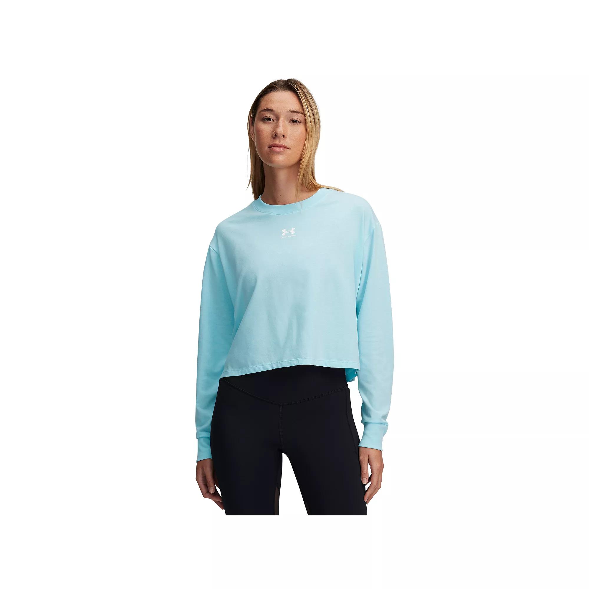Plus Size Under Armour Rival Boxy Long Sleeve Tee, Women's, Size: 3XL, Castlerock Product Image