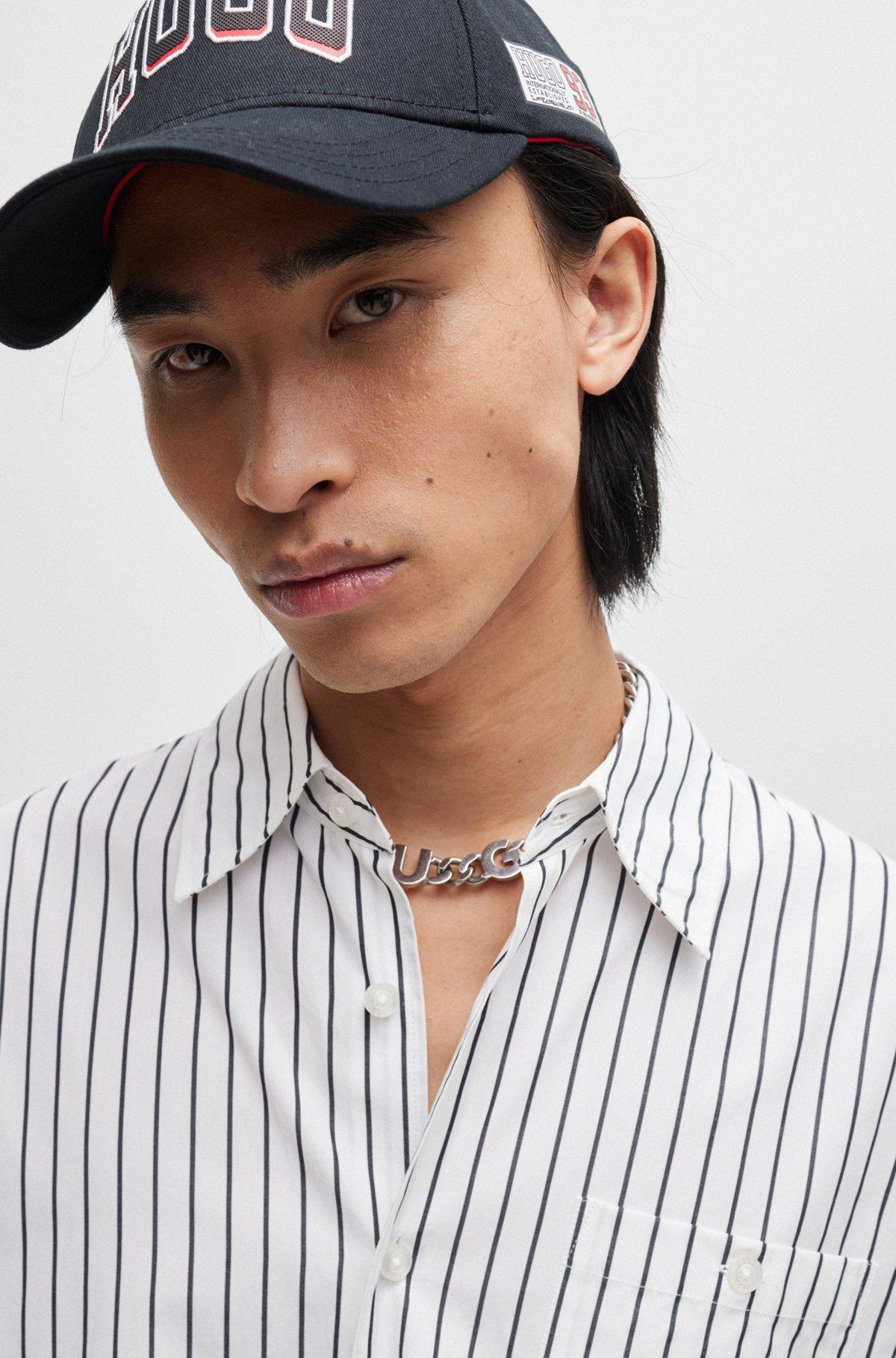 Oversize-fit shirt in striped cotton poplin Product Image