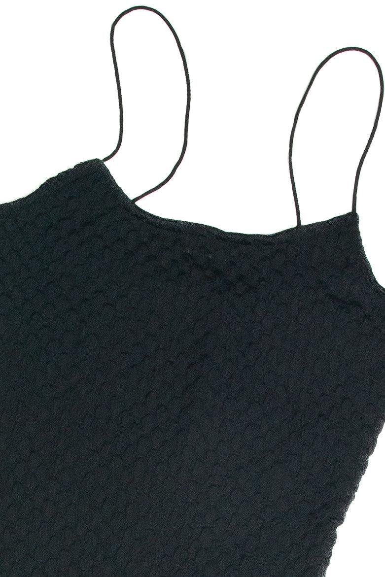 Black Bubble Knit Cami Dress Product Image