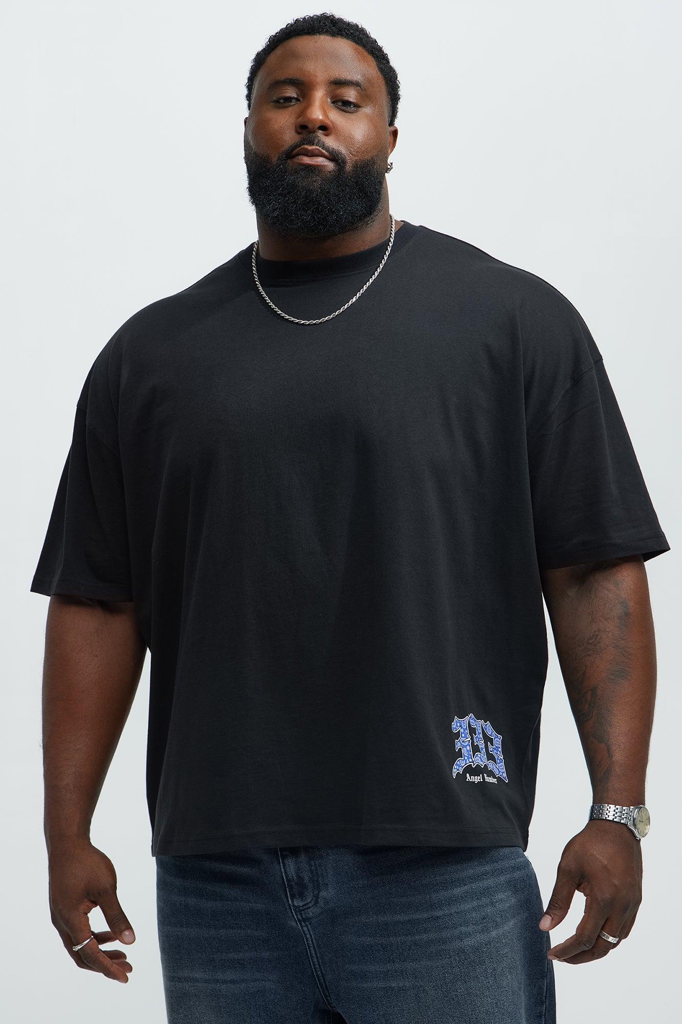 Angel Numbers Oversized Short Sleeve Tee - Black Male Product Image