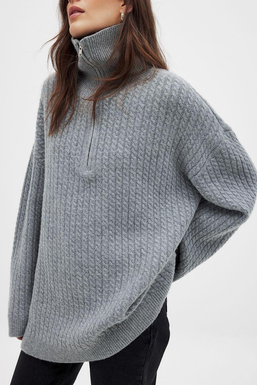 Wool Half Zip Knitted Sweater Product Image