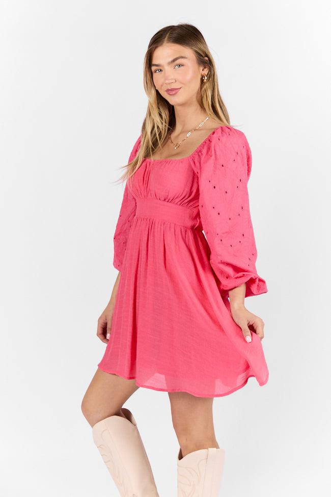 Beautiful Thoughts Pink Lace Sleeve Mini Dress FINAL SALE Product Image