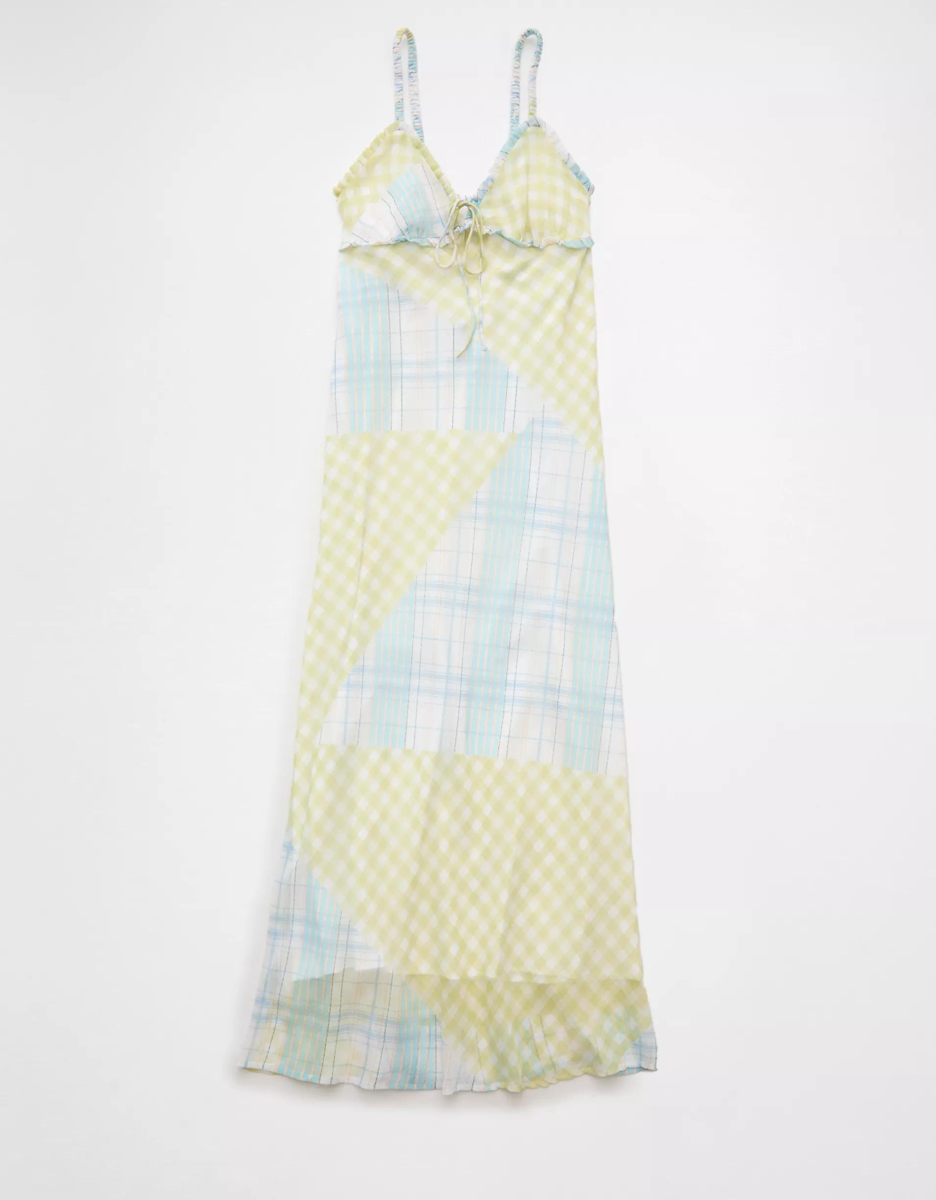 AE V-Neck Ruffle Midi Slip Dress Product Image