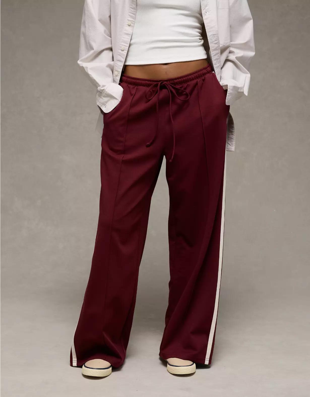 AE Stretch High-Waisted Wide-Leg Track Pant Product Image