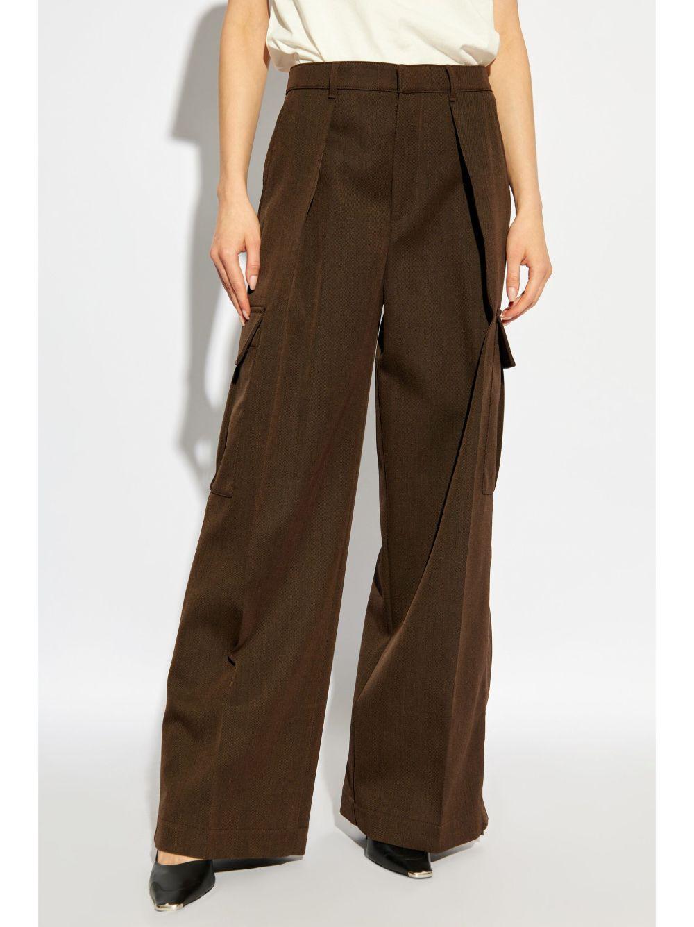 pleat-detail wool cargo trousers Product Image