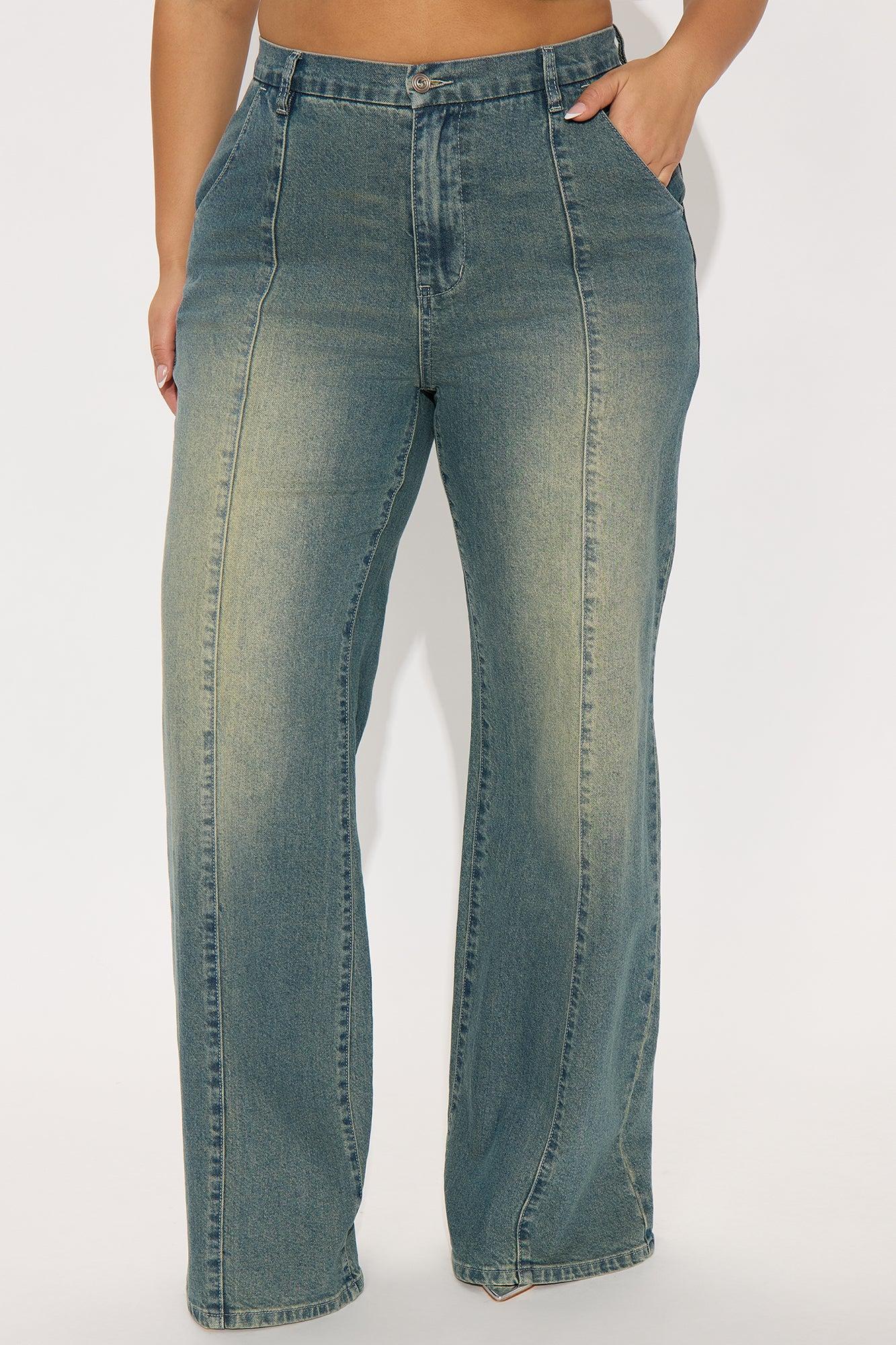 High Value Wide Leg Trouser Jeans - Vintage Wash Product Image