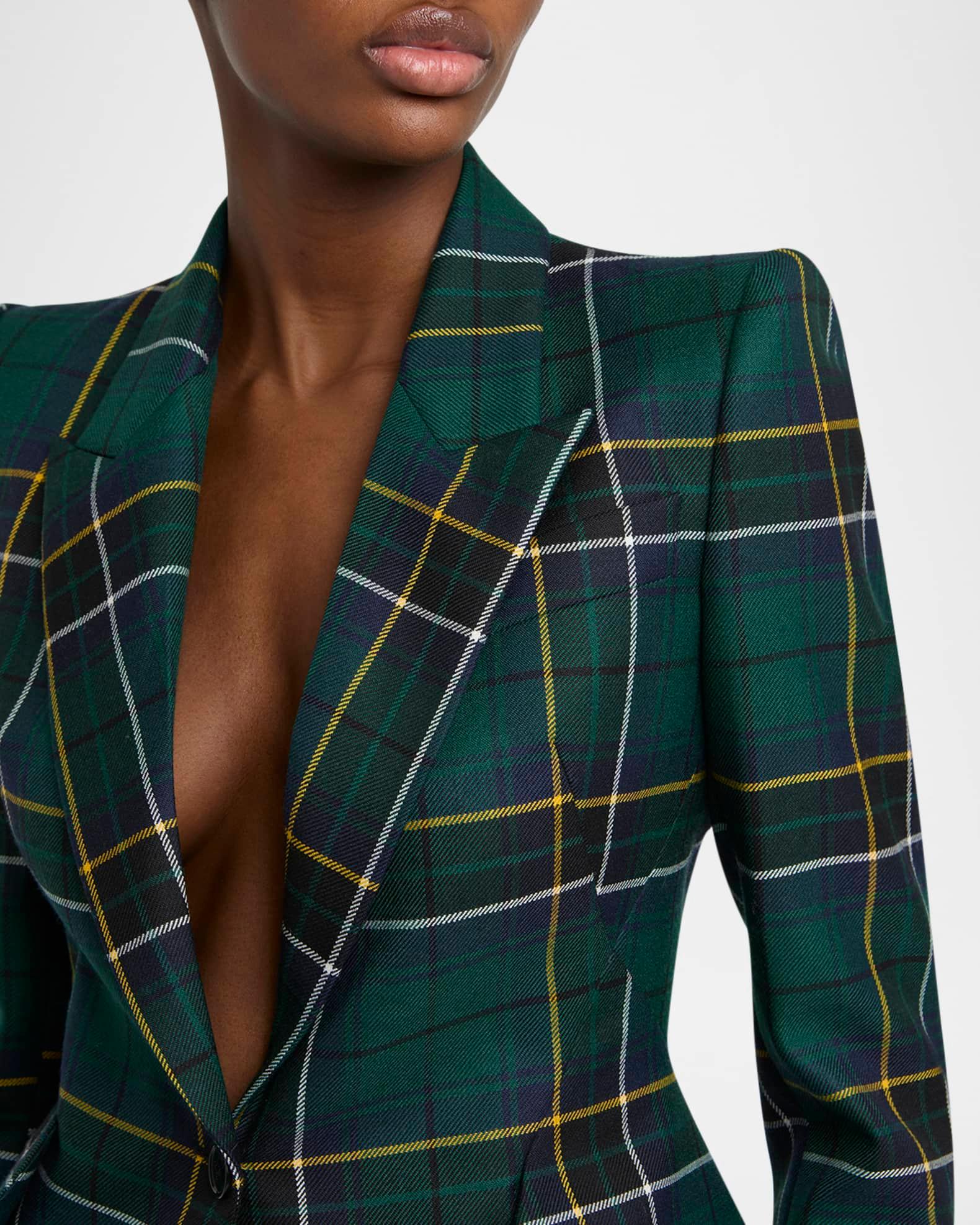 Tartan Single-Breasted Blazer Jacket Product Image