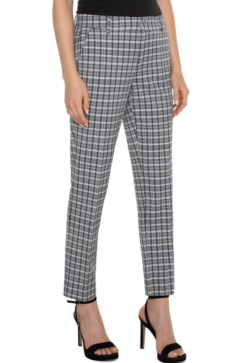 Kelsey Knit Trouser- Black and White Plaid Product Image