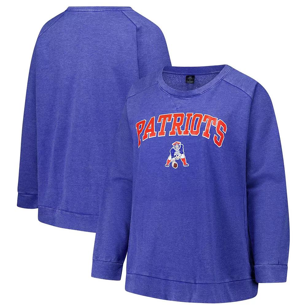 Women's Fanatics  Royal New England Patriots Acid Wash Raglan Pullover Sweatshirt, Size: 2XL, Blue Product Image