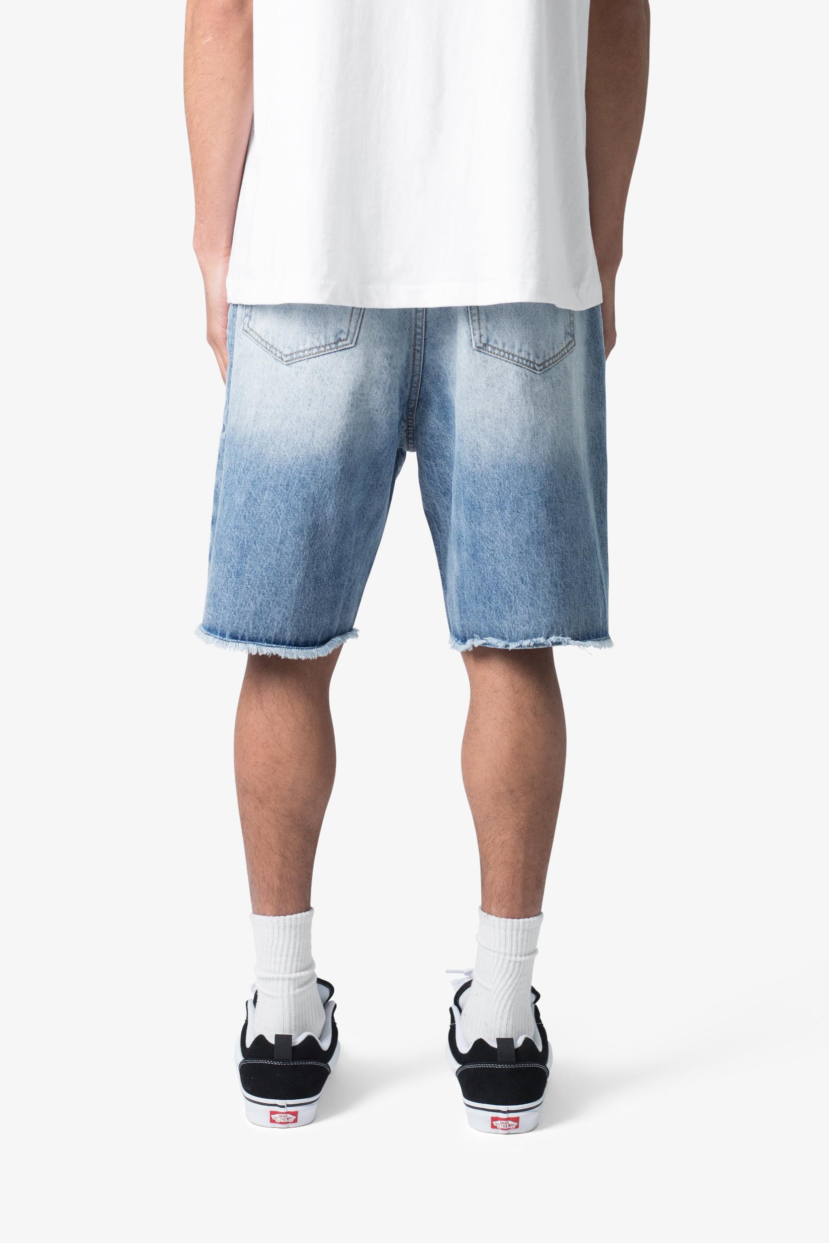 Baggy Rip Denim Shorts - Vintage Blue Product Image