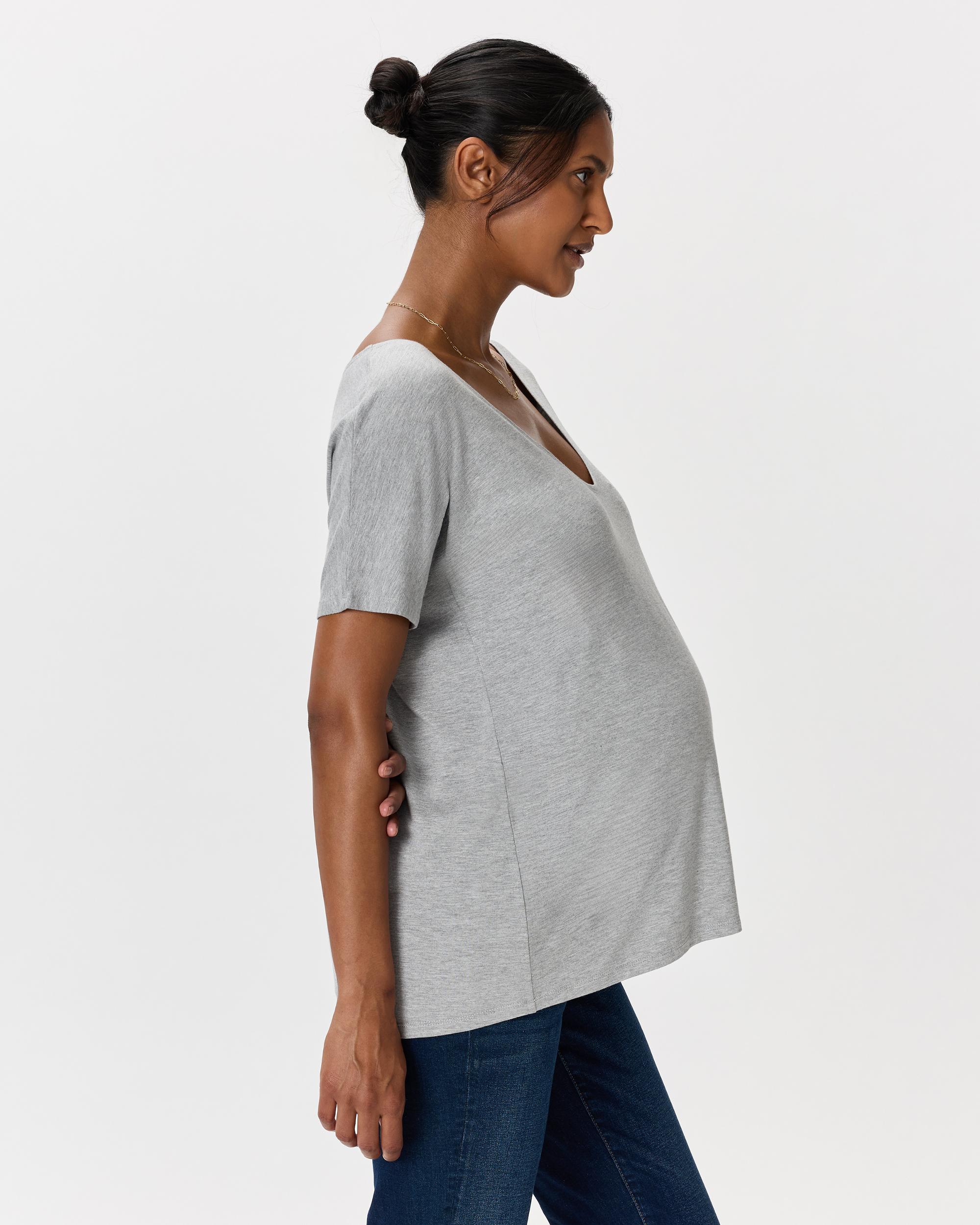 Quince | Women's Bamboo Jersey Maternity Soft V-Neck T-Shirt Product Image