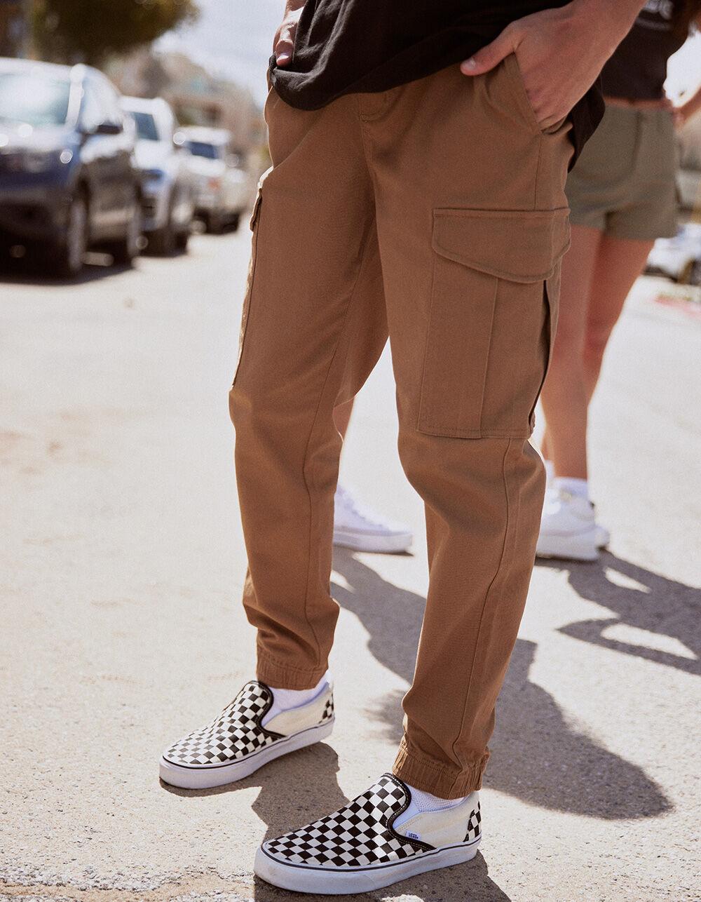 RSQ Mens Twill Cargo Jogger Pants - TAN Product Image