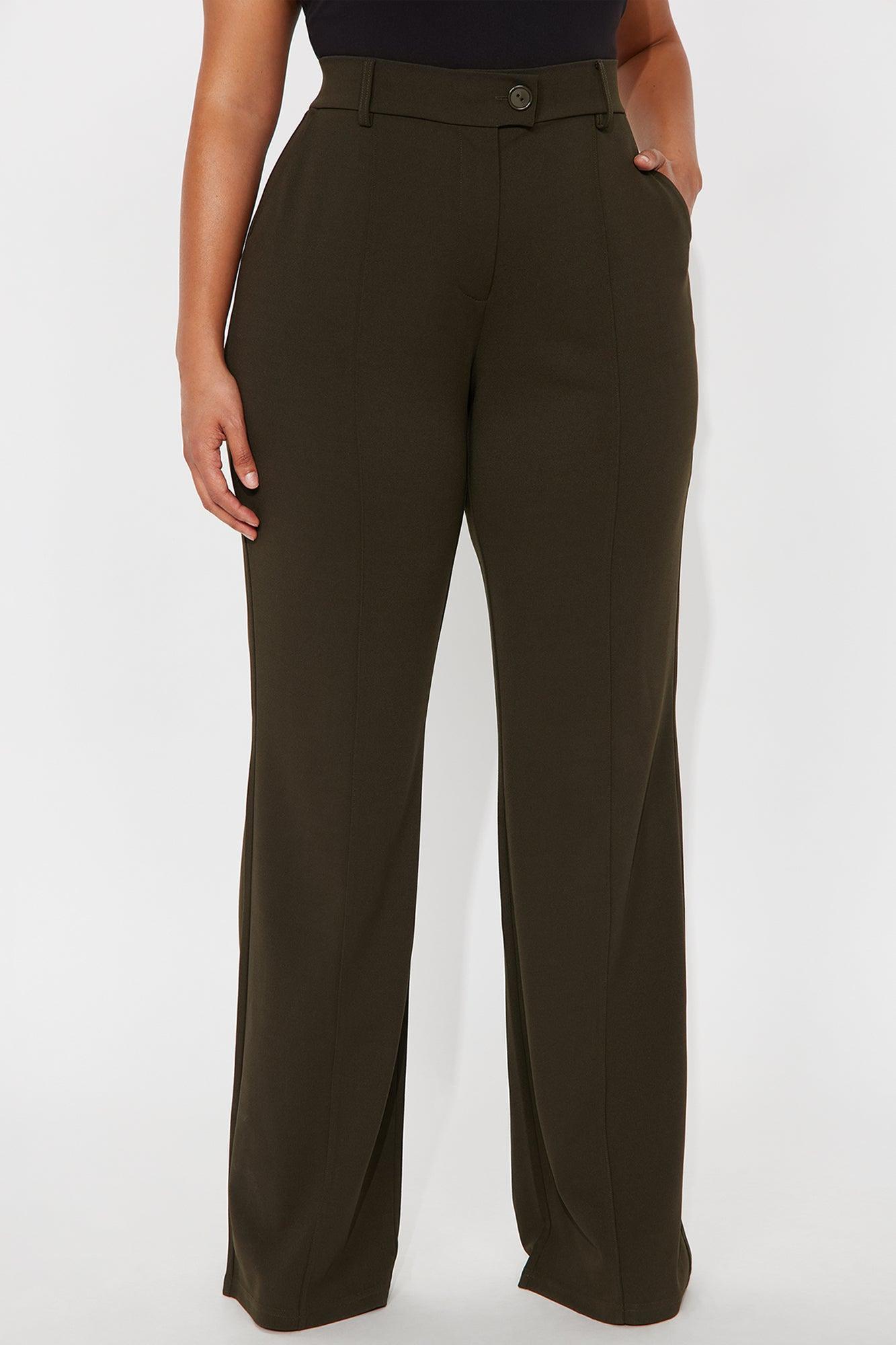 Tall Heidi Wide Leg Trouser Pant - Olive Female Product Image
