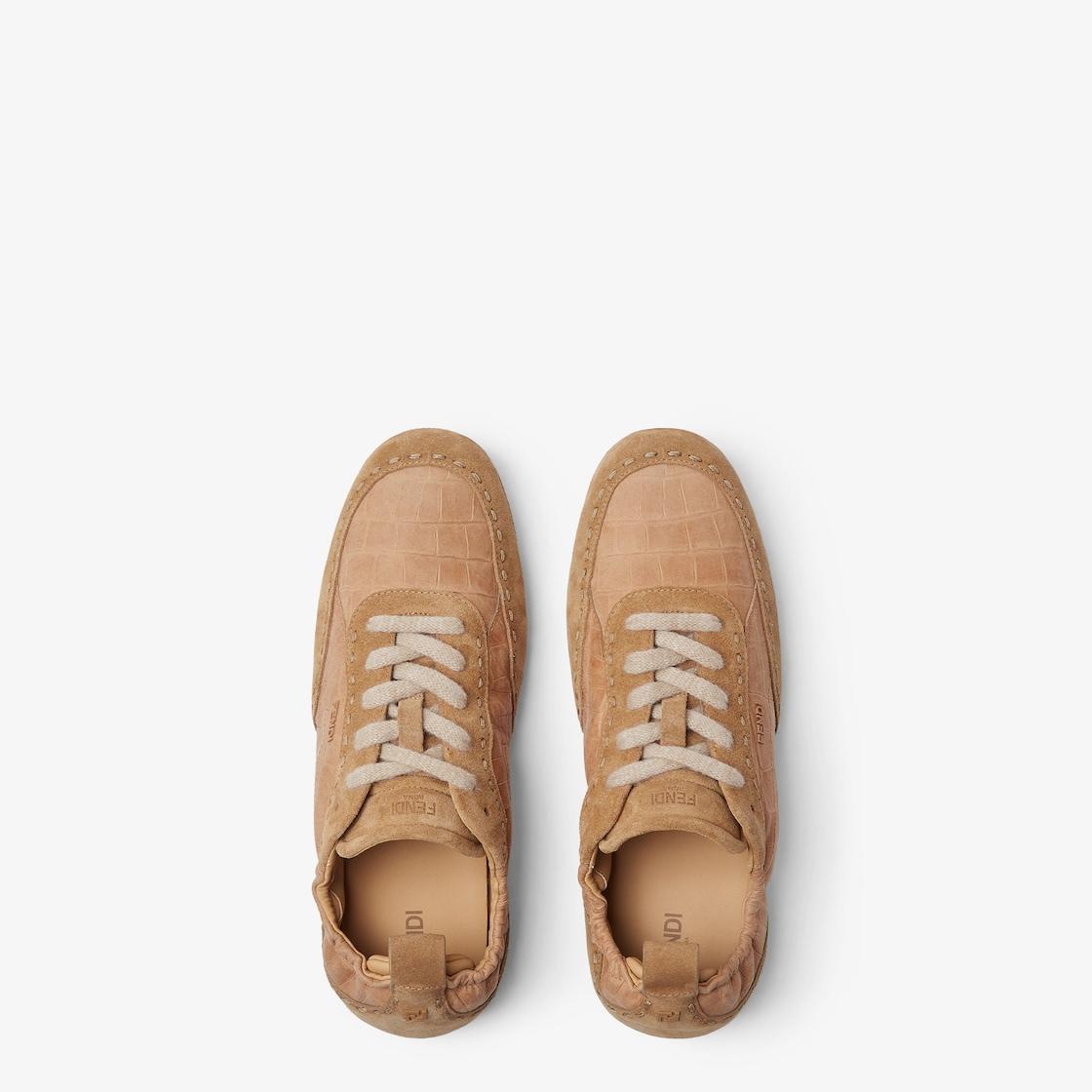 Fendi Fit sneakers Beige leather low-tops Product Image