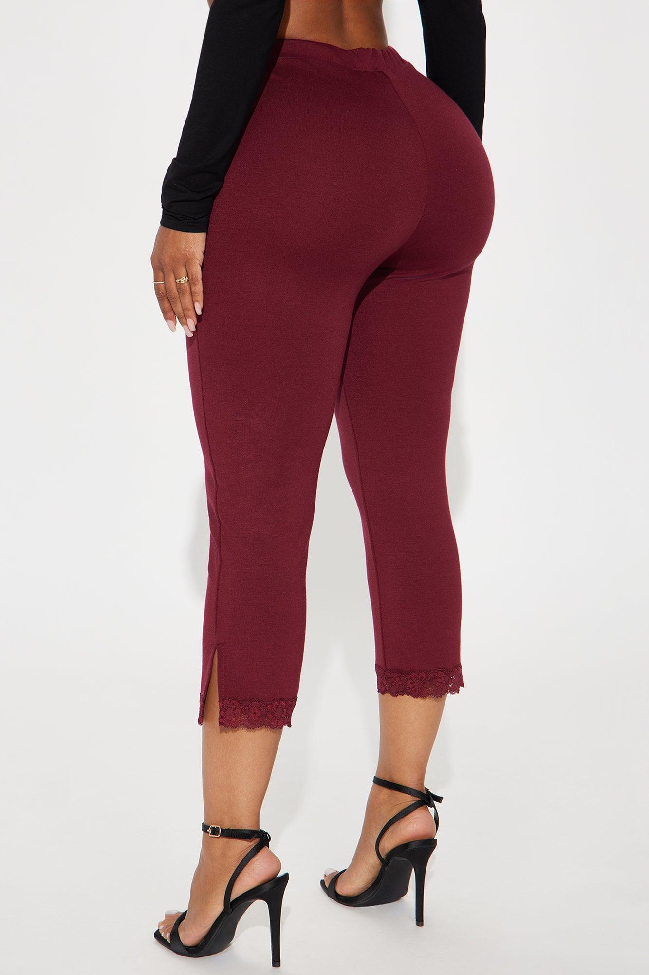 Swept Away Lace Trim Capri Legging - Wine Product Image