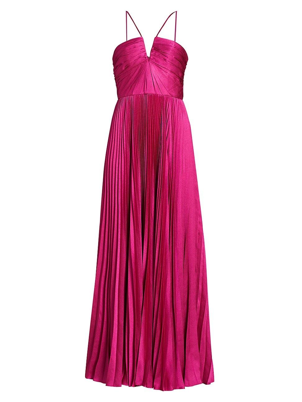 Womens Indigo Satin Pleated Gown Product Image