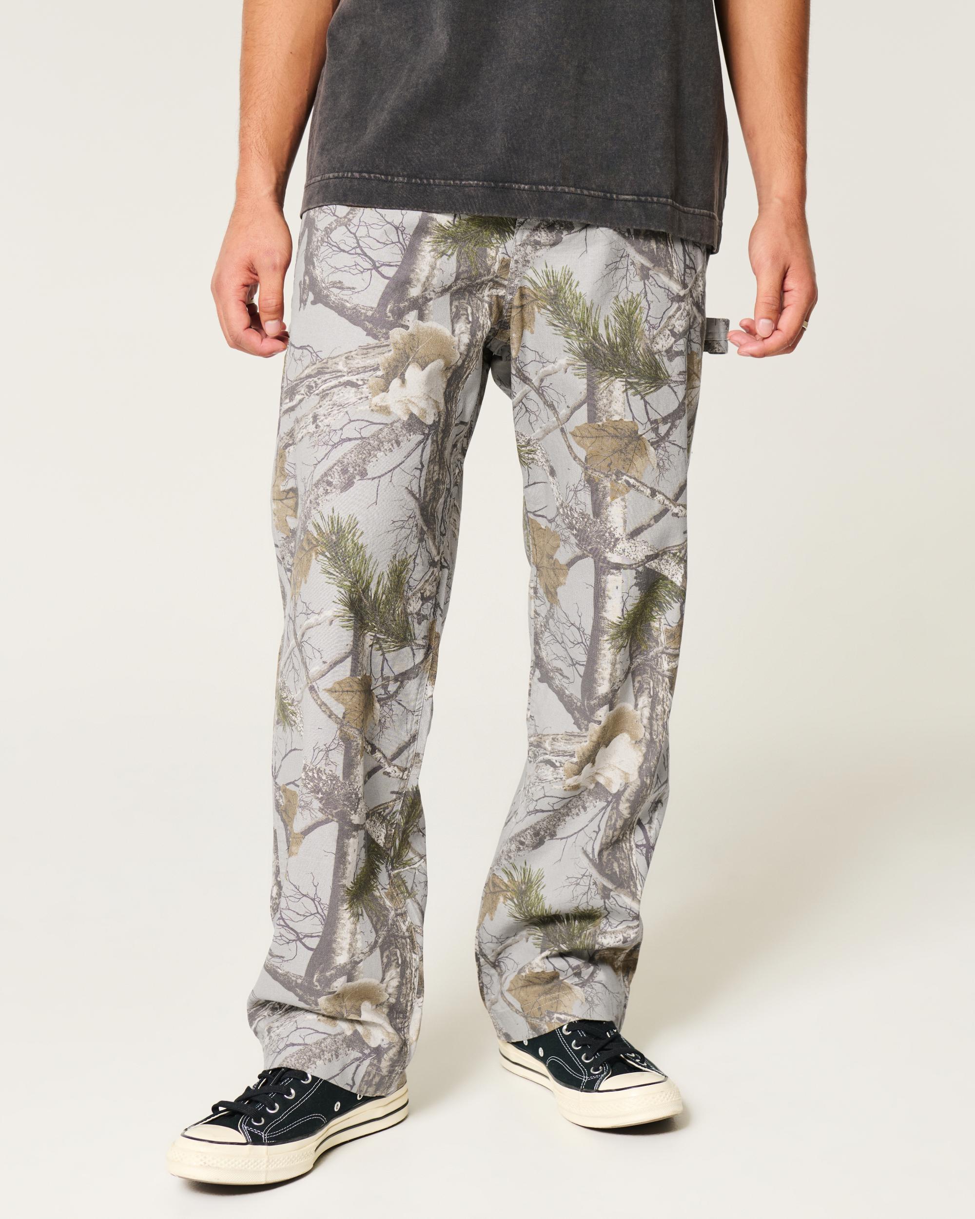 Linen-Blend Baggy Carpenter Pants Product Image