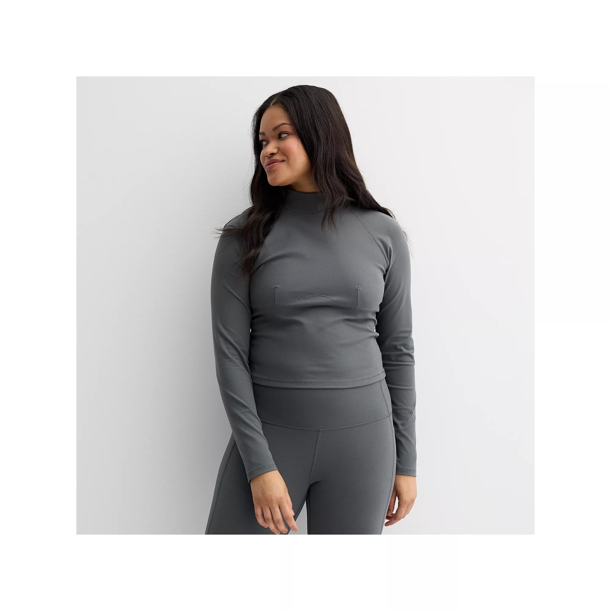Women's FLX Affirmation Mock Neck Long Sleeve Active Top, Size: XS, Storm Black Product Image