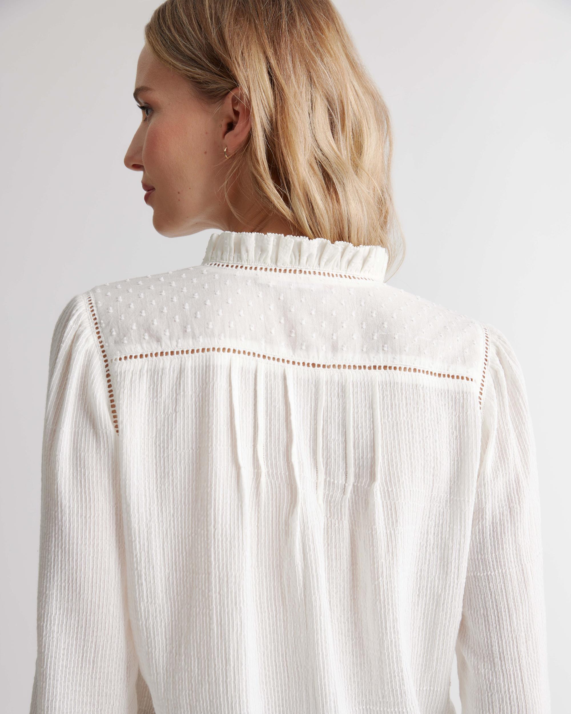 Quince | Women's Organic Textured Cotton Peasant Blouse Organic Cotton Product Image