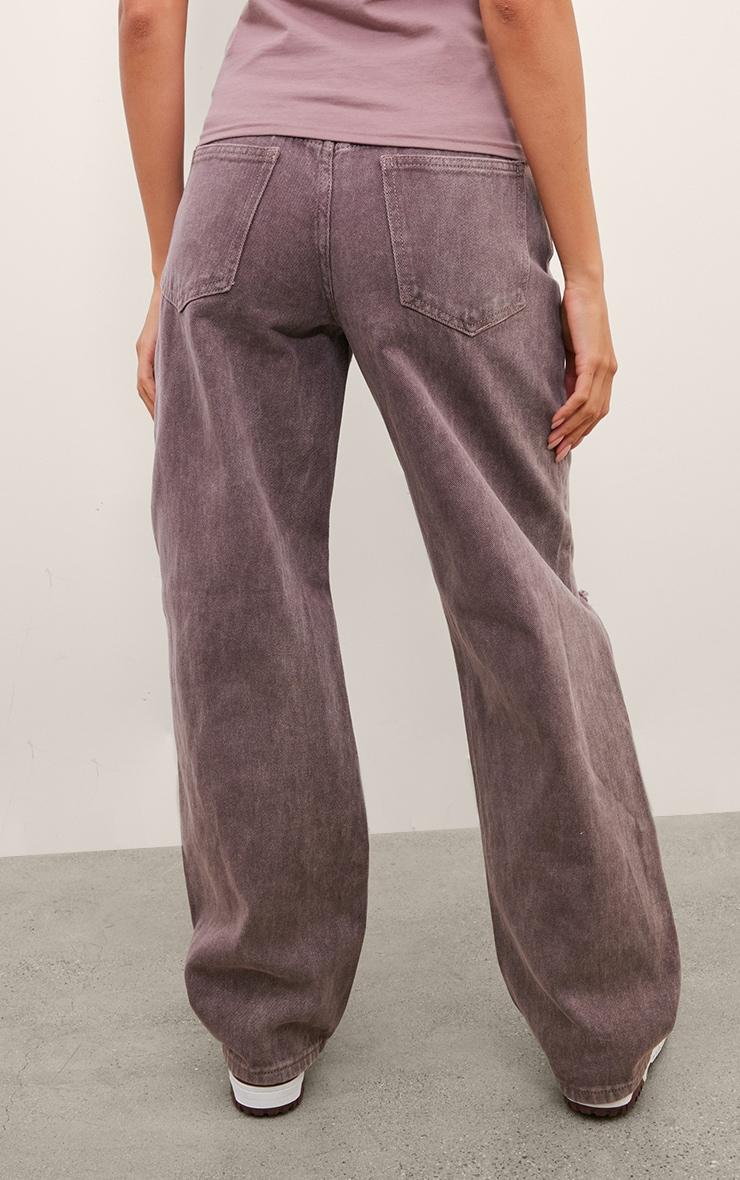 Washed Mauve Baggy Low Rise Ripped Boyfriend Jeans Product Image