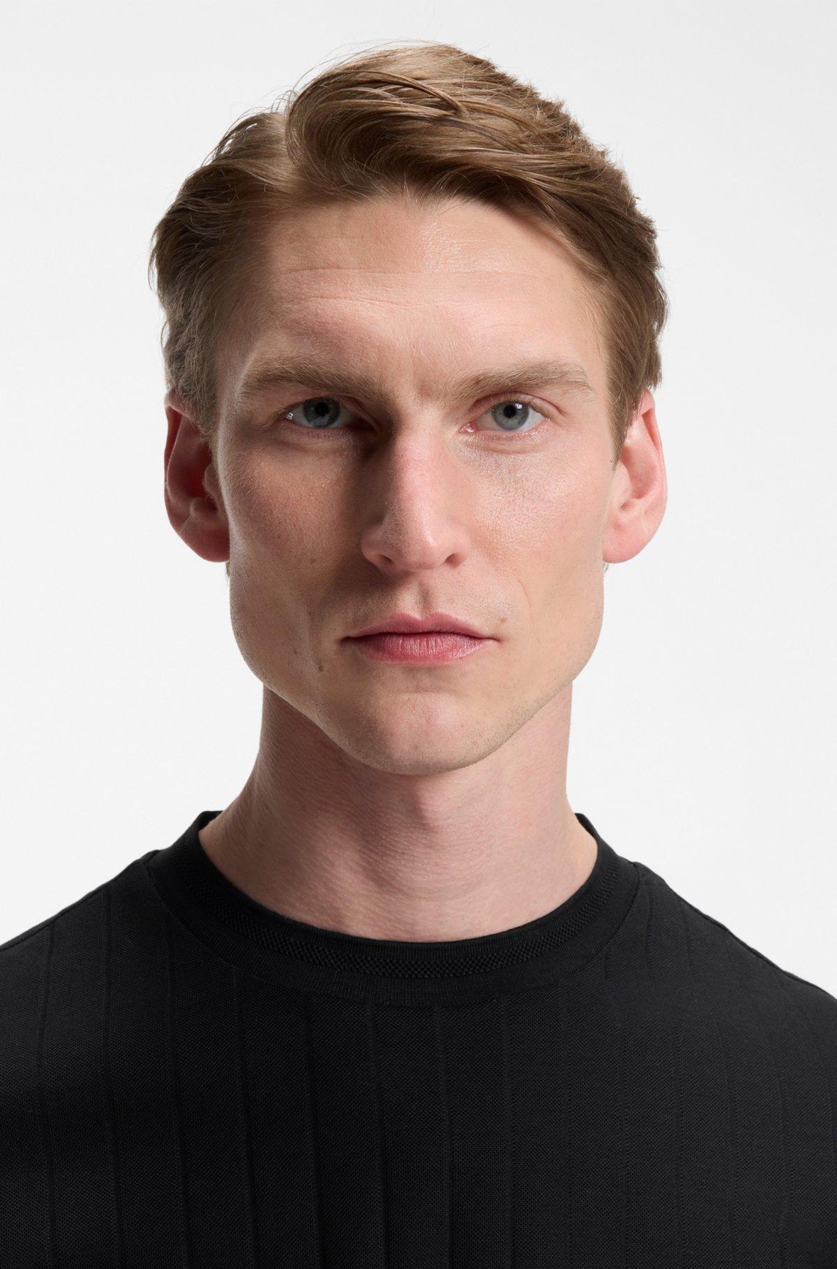 Vertical-stripe T-shirt in mercerised cotton Product Image