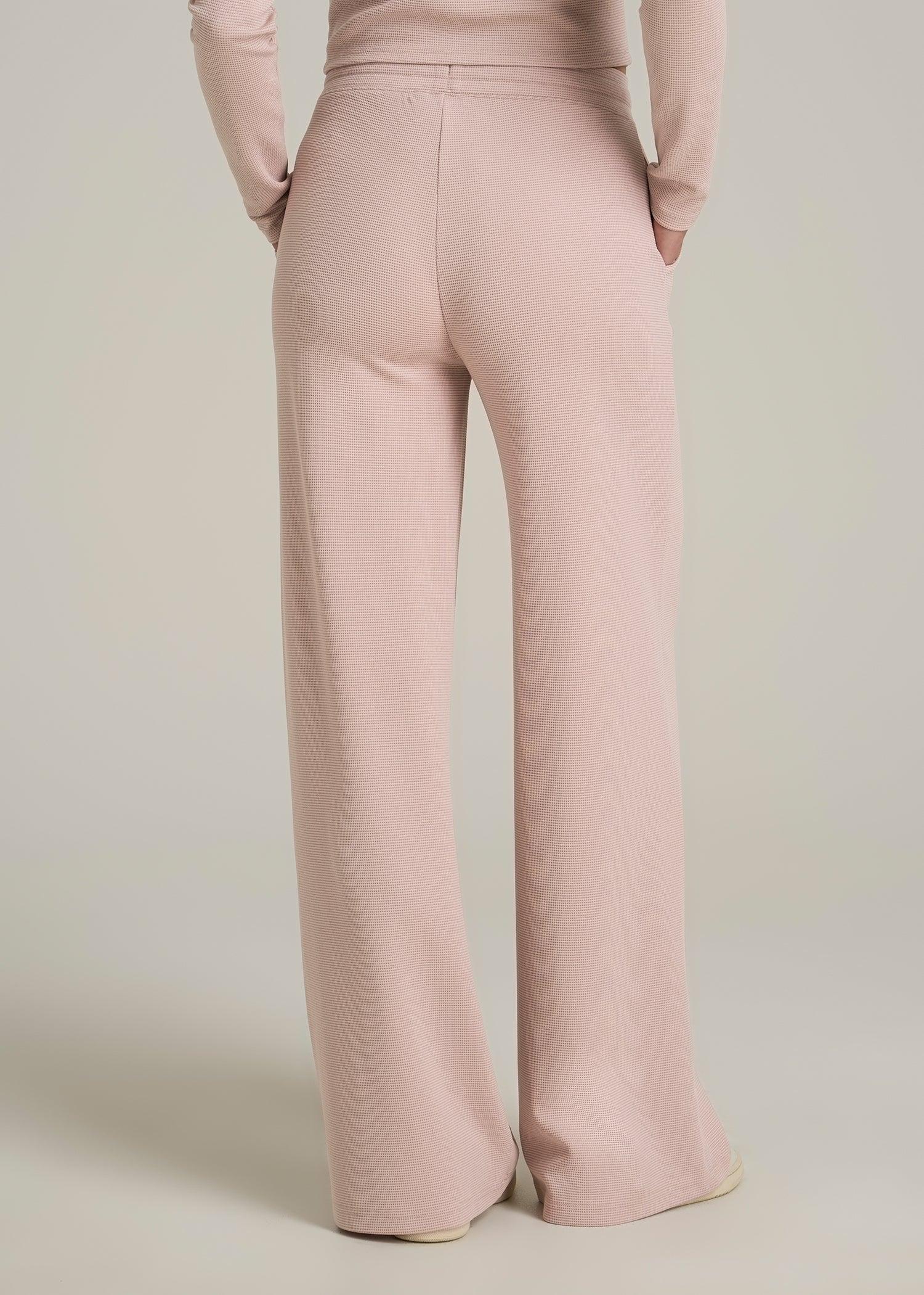 Mid-Rise Waffle Wide-Leg Pants for Tall Women in Desert Rose Product Image
