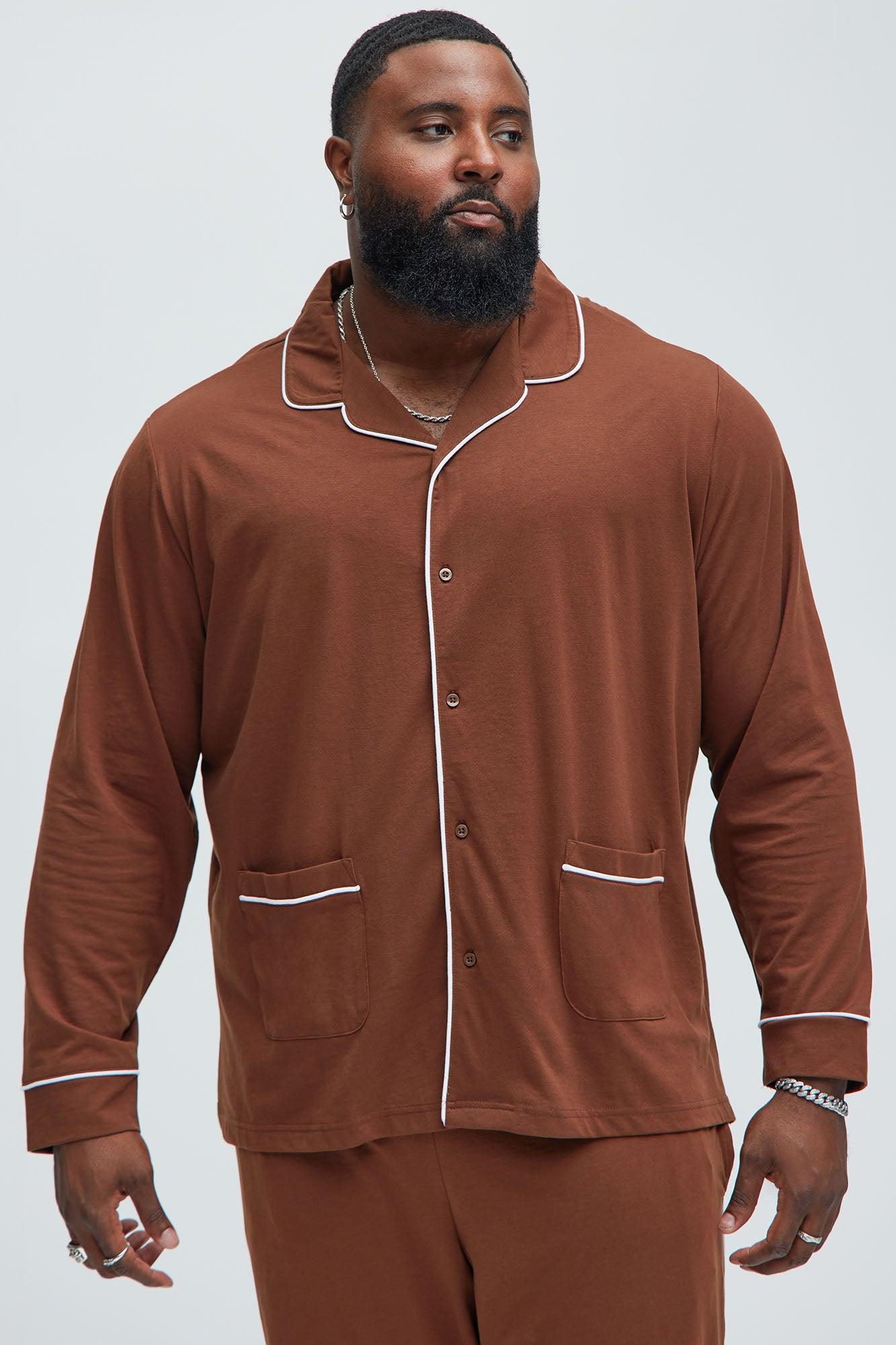 Modern Relaxed Pajama Long Sleeve - Brown Product Image