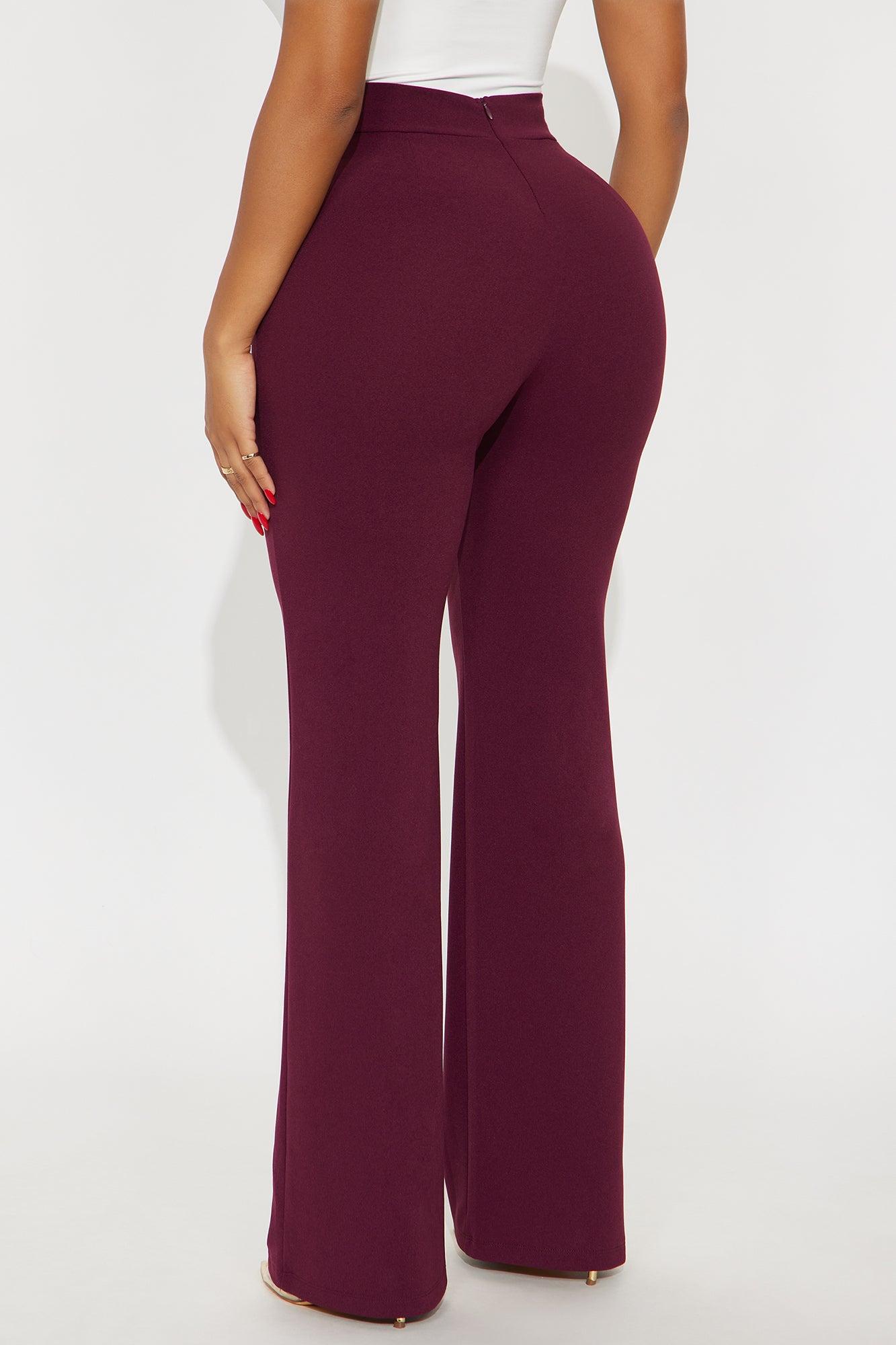 Victoria High Waisted Dress Pants - Burgundy Female Product Image