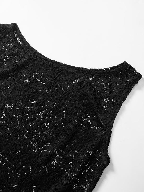 Plain Lace Cutout Tank Top Product Image