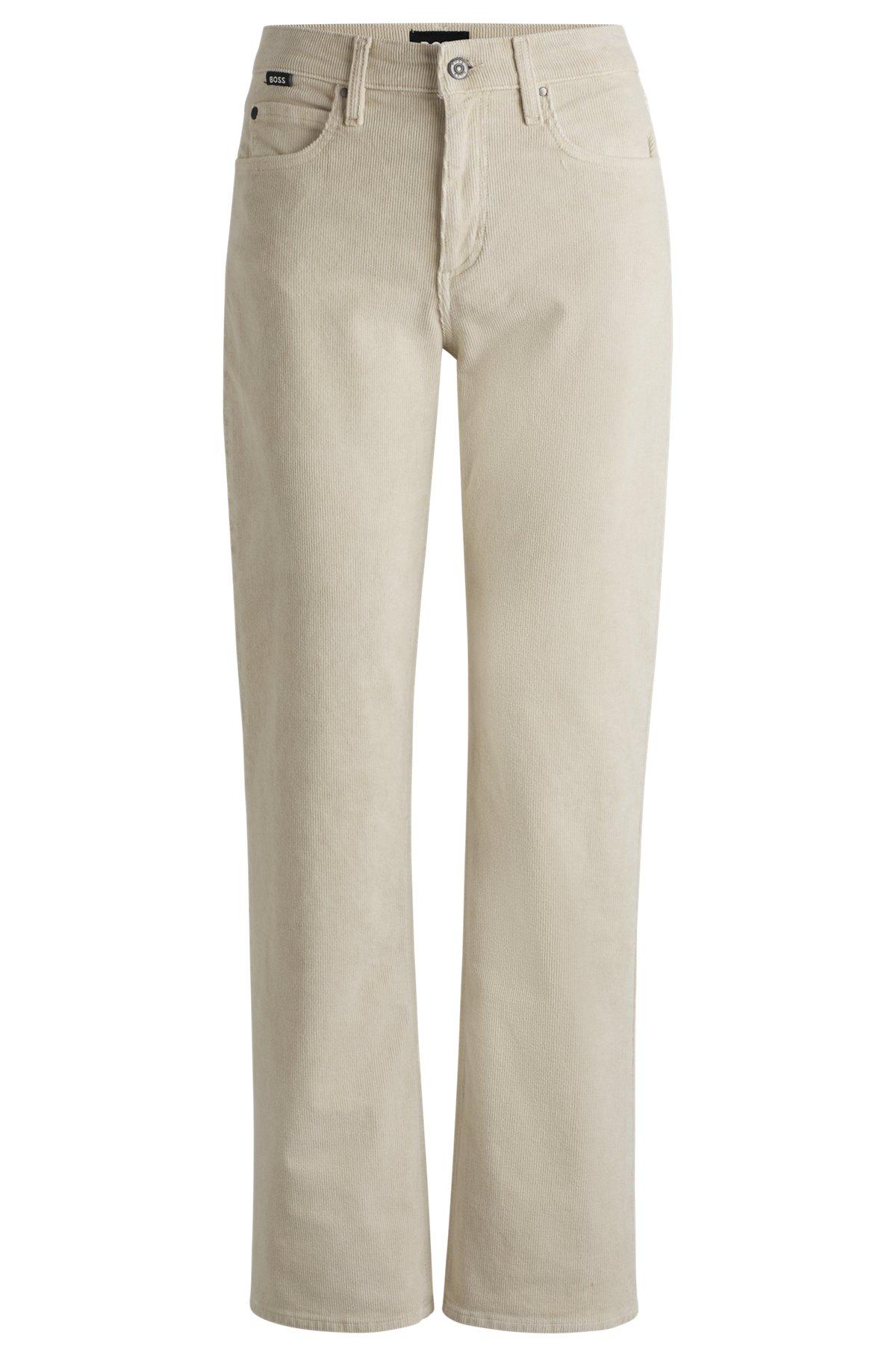 BOSS - Straight-fit jeans in stretch-cotton corduroy denim - Light Beige Product Image