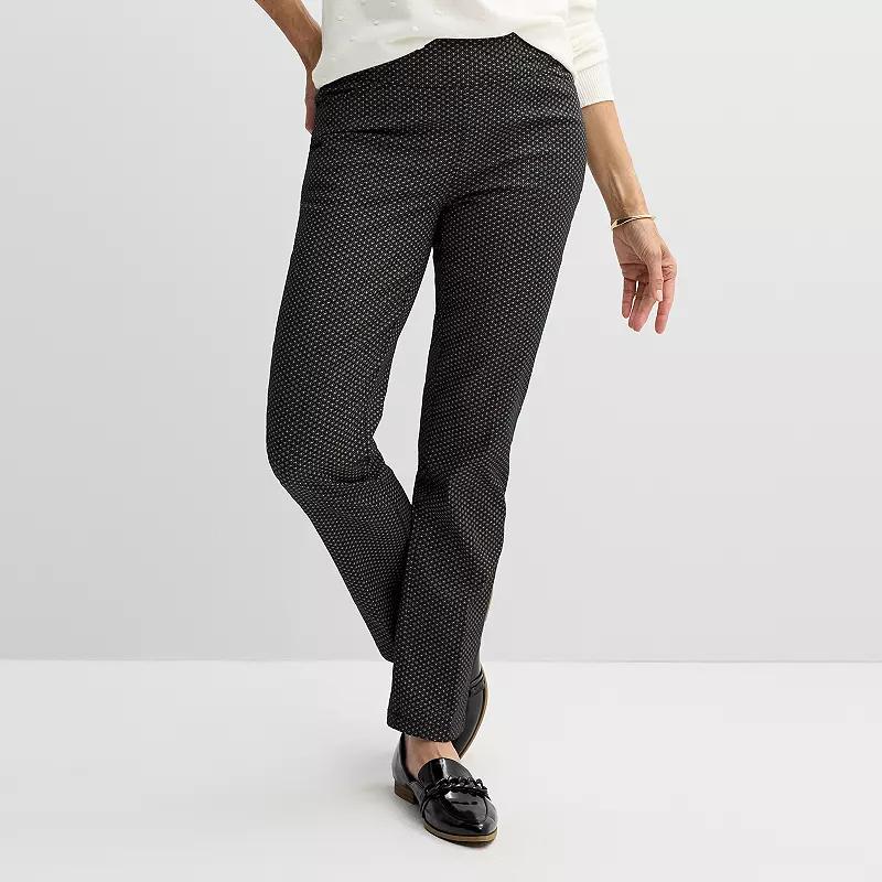 Petite Women's Croft & Barrow® 4-Pocket Effortless Stretch Pull-On Straight-Leg Pants, Size: 16 Petite, Black Micro Geo Product Image