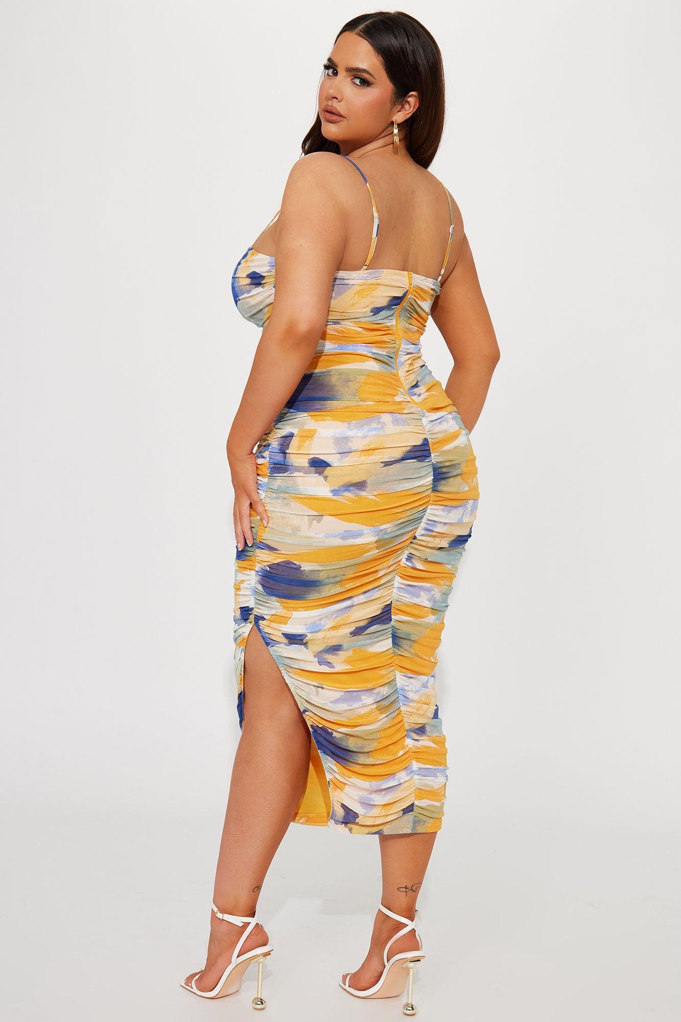 Painted In Mesh Midi Dress - Multi Color Product Image