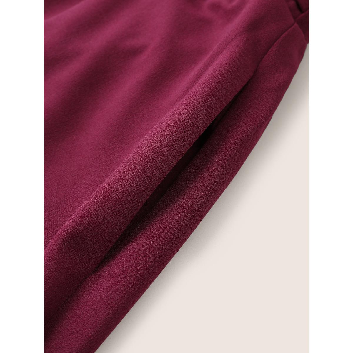Plus Size Plain Elastic Waist Pocket Ties Cropped Skirt Women RedViolet Workwear Essentials Belted No stretch Slanted pocket Belt Work Skirts BloomChic 18-20/2X Product Image