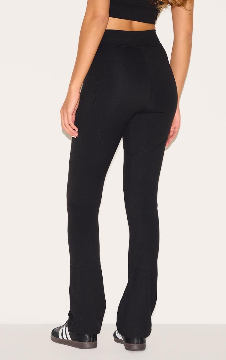 PRETTYLITTLETHING Black Sport Metal Badge Sculpt High Waist Flare Pants Product Image