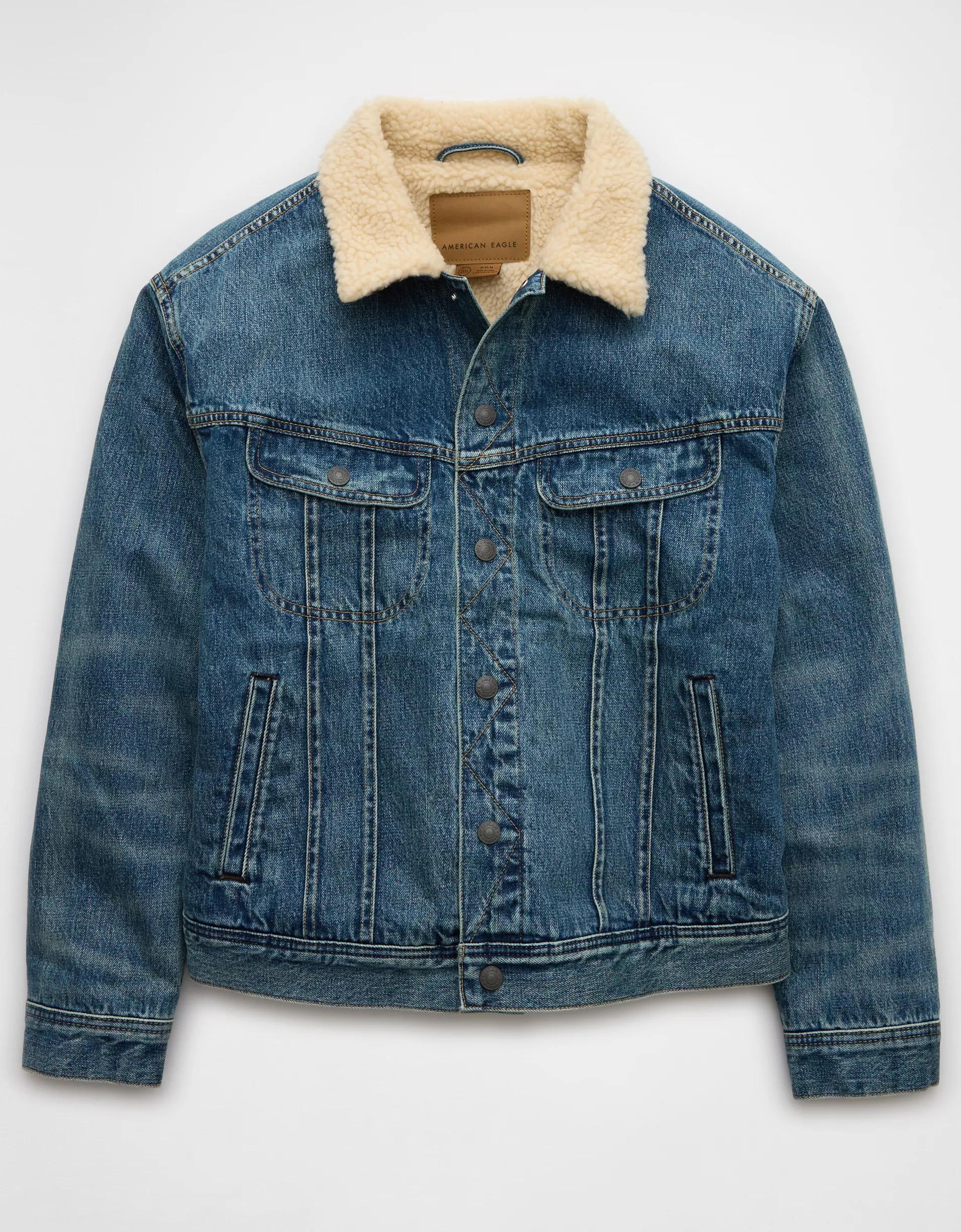 AE Sherpa Denim Trucker Jacket Product Image