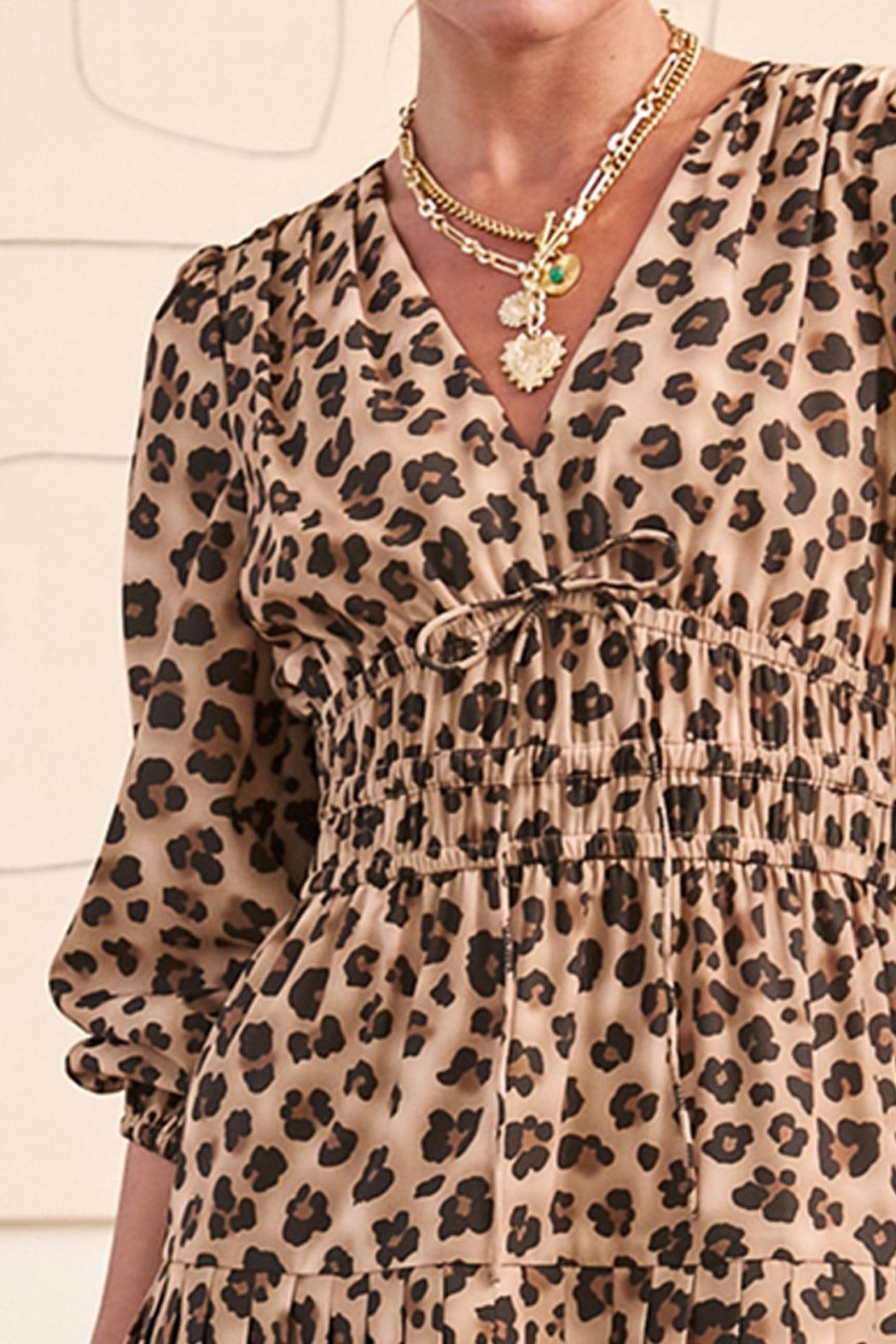 Leopard Pleated Dress Product Image