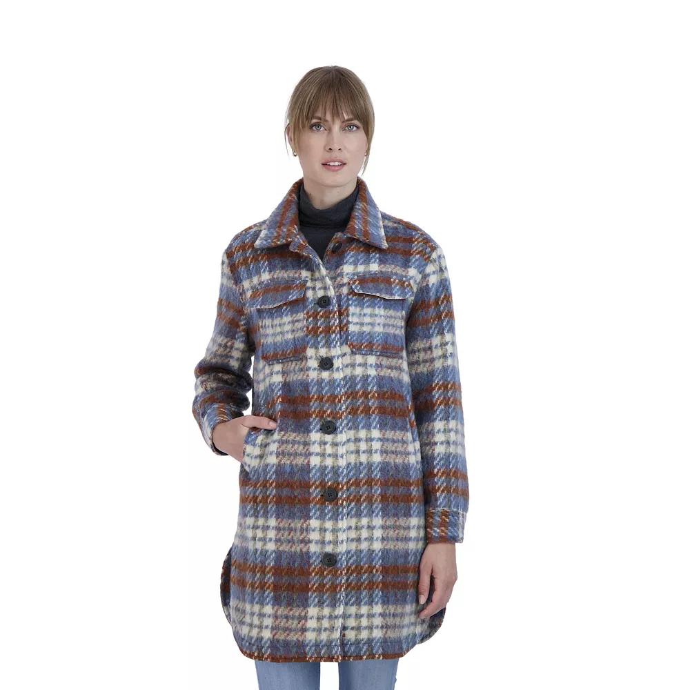 Women's Sebby Collection Plaid Shacket, Size: XL, Blue Red Product Image