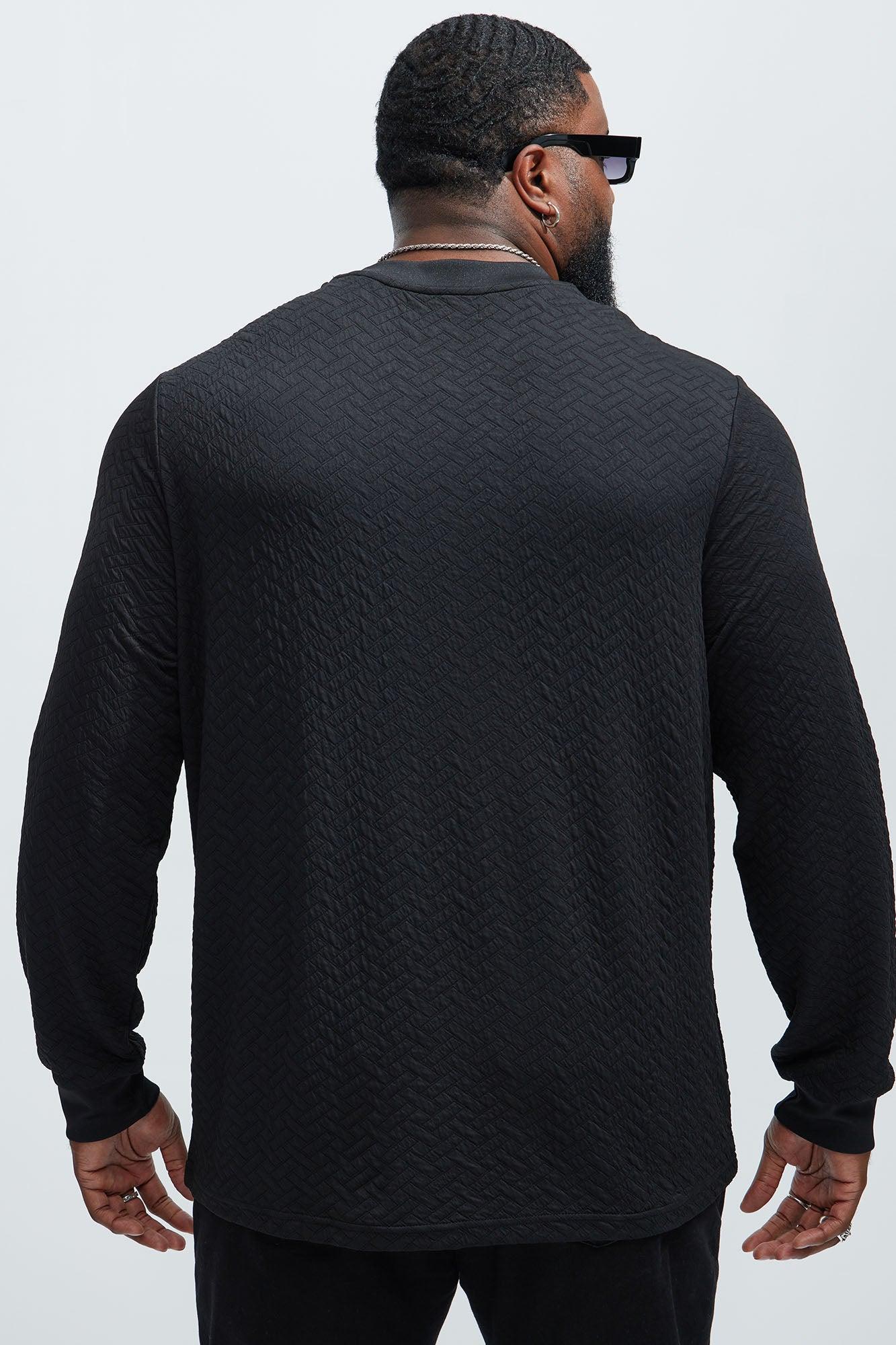We Outside Textured Long Sleeve Tee - Black Product Image
