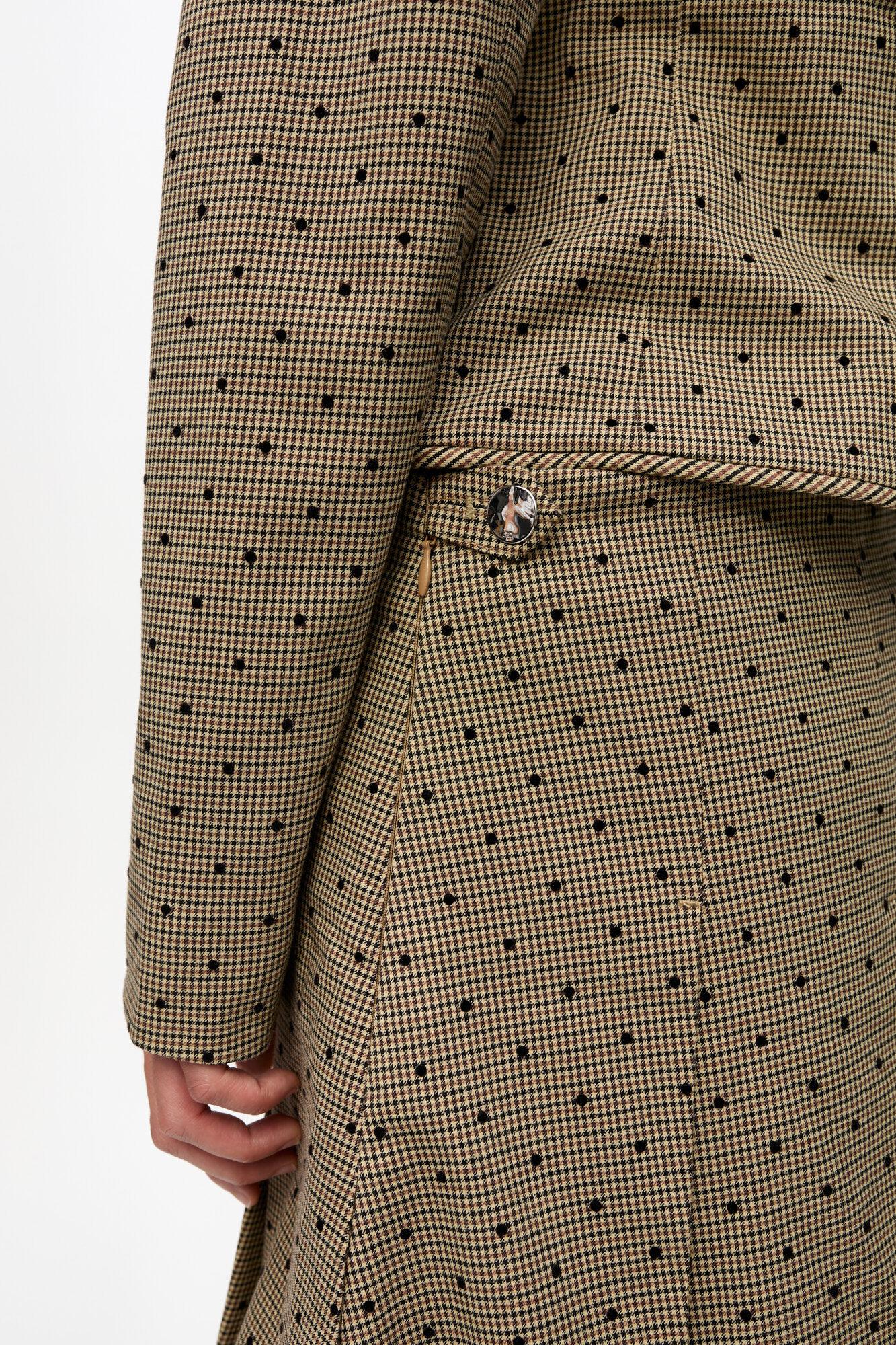 Brown Flock Check Suiting Mini Skirt Product Image