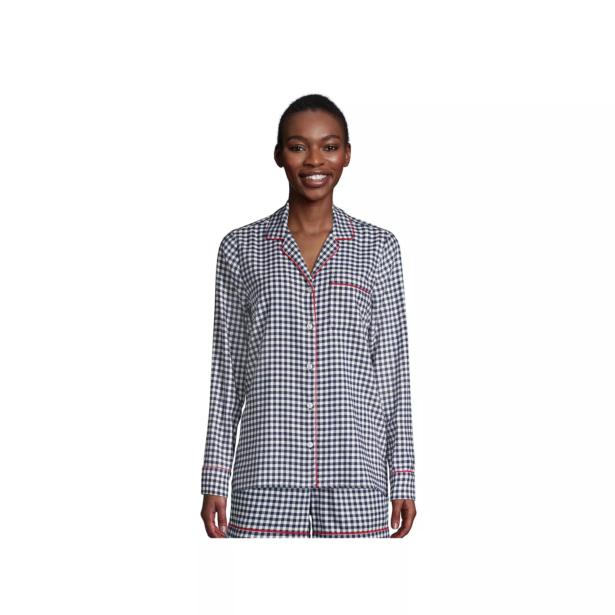 Women's Lands' End Long Sleeve Flannel Pajama Top,  Product Image