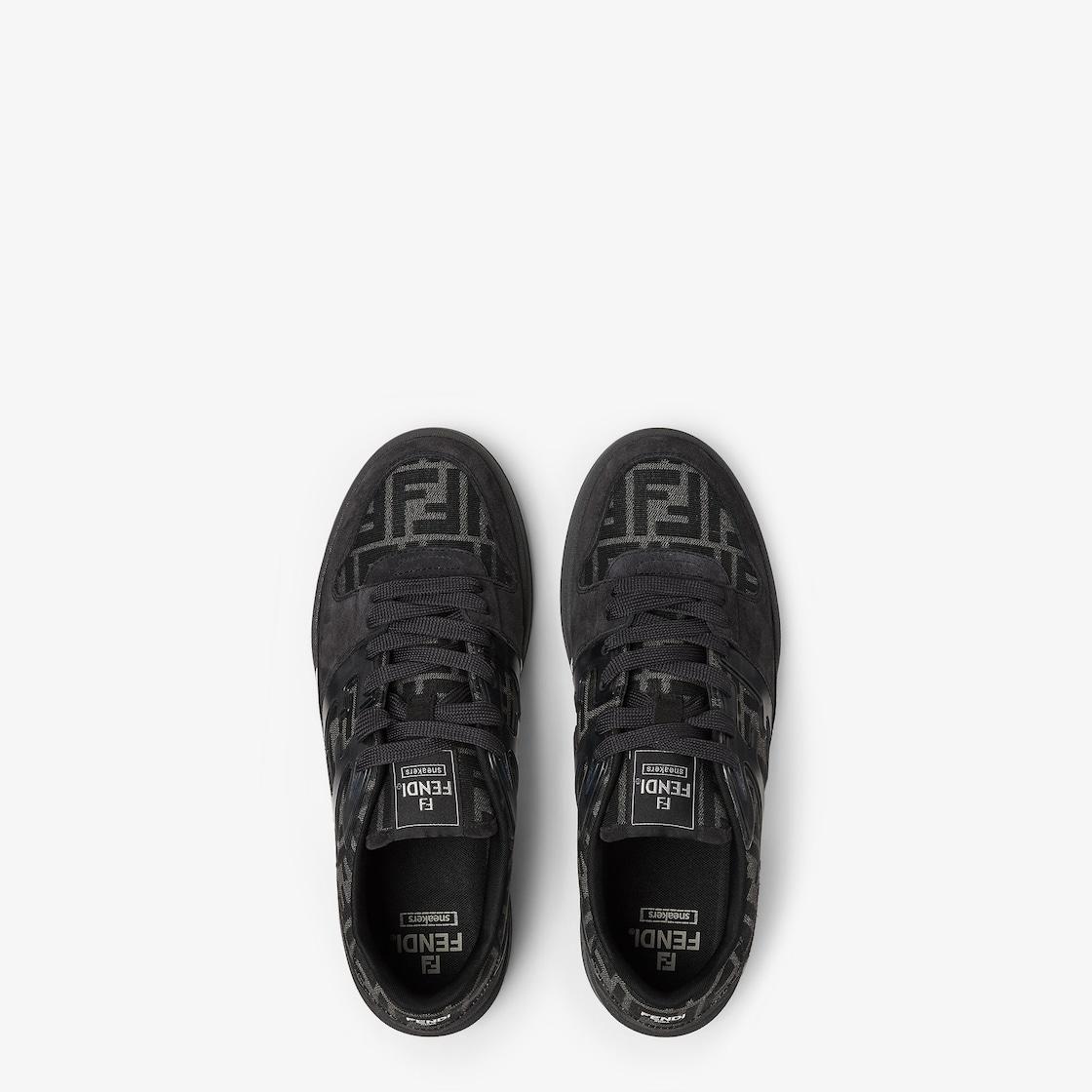 Fendi Match SneakersBlack FF jacquard and gray suede low-tops Product Image