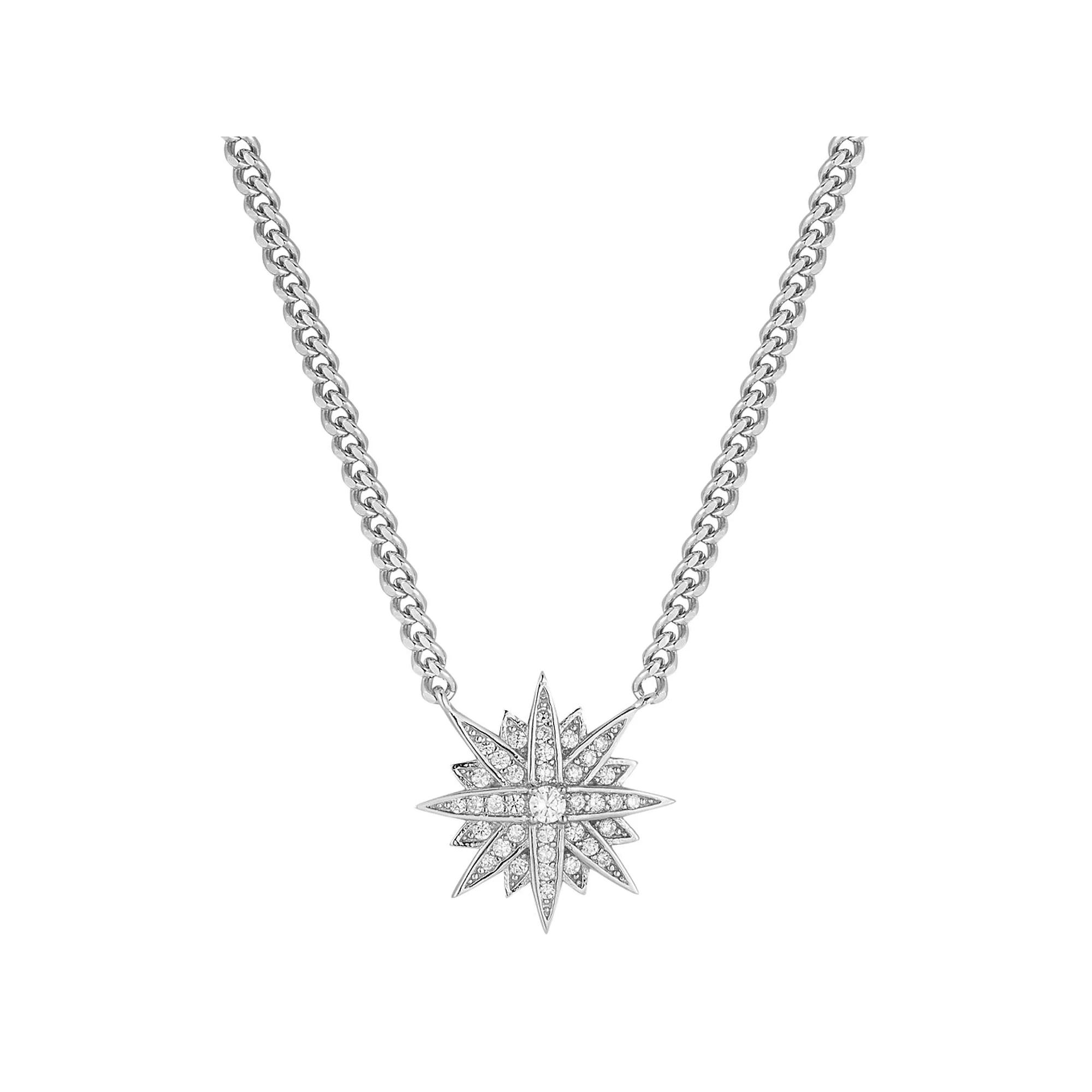 Sunkissed Sterling 14k Gold Over Silver Cubic Zirconia North Star Pendant Necklace, Women's, Size: 18", Silver Tone Product Image
