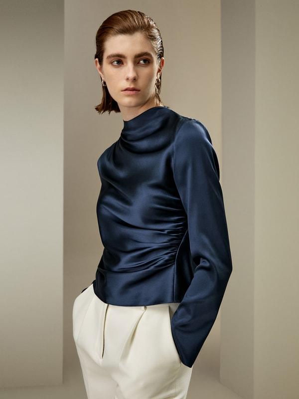 LILYSILK Silk Shirt Women - Silvergray Silk - Casual Asymmetrical Hem Shirt 6 Product Image