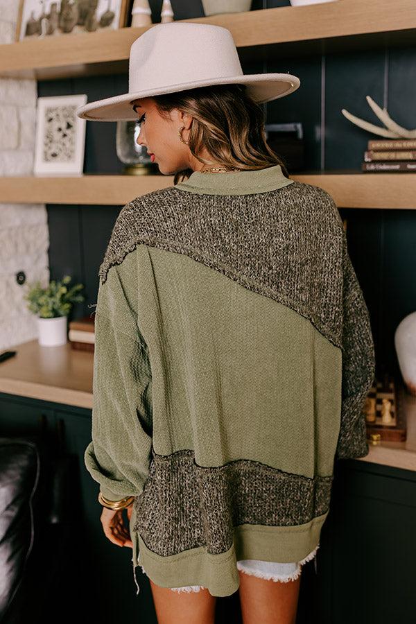 Cabin In The Mountains Oversized Knit Sweater in Olive Product Image