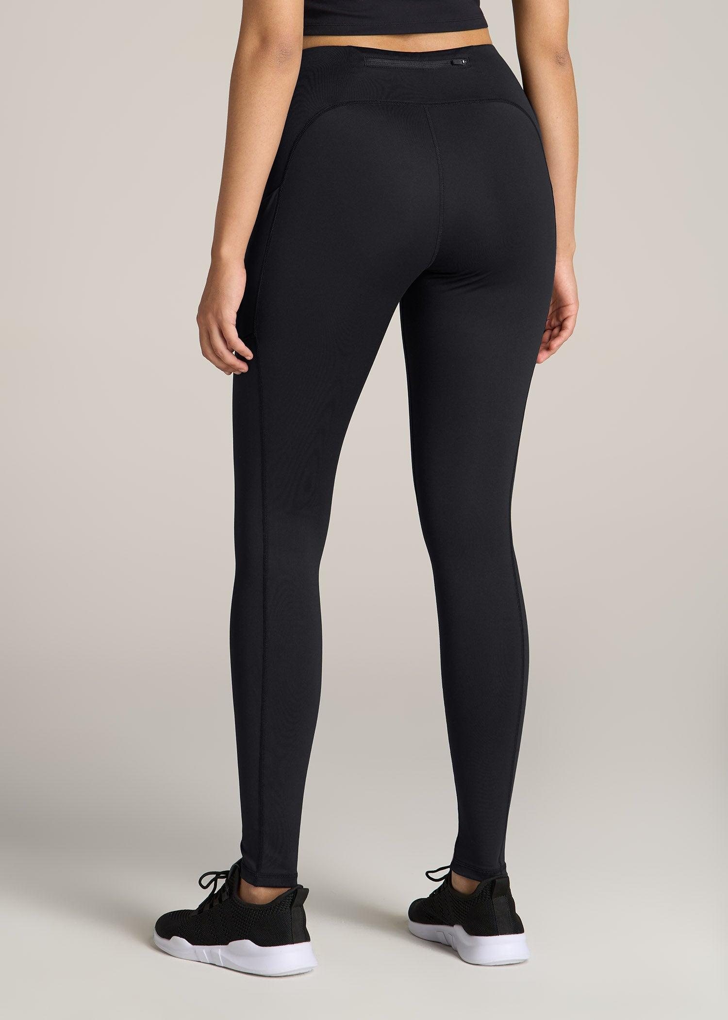 Active Leggings with Pockets for Tall Women in Black Female Product Image